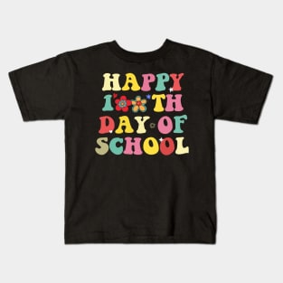 Happy 100 Days of School Teacher Kids Retro Groovy 100th Day Kids T-Shirt